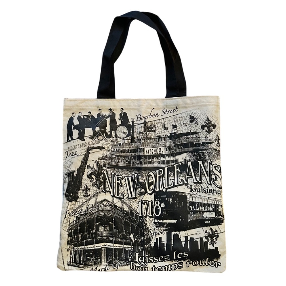 New Orleans Graphic Canvas Tote Bag